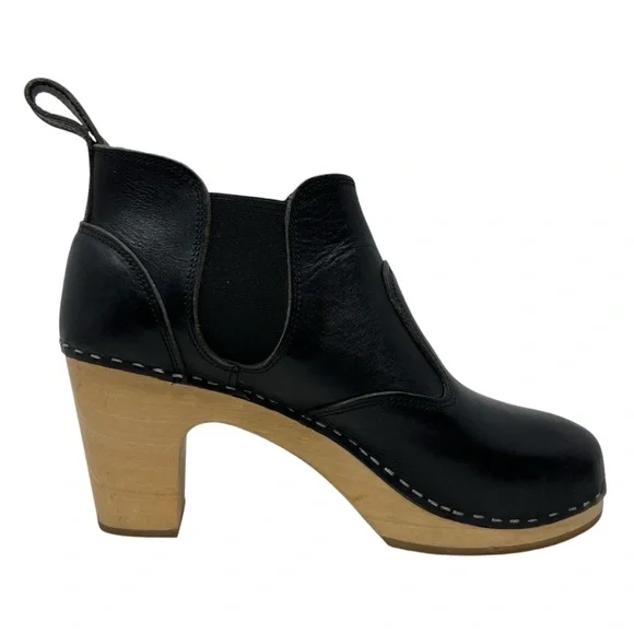 Swedish Hasbeens Chelsea Bootie Black Leather Heeled Ankle Boot Women’s EU 40 - Picture 2 of 11